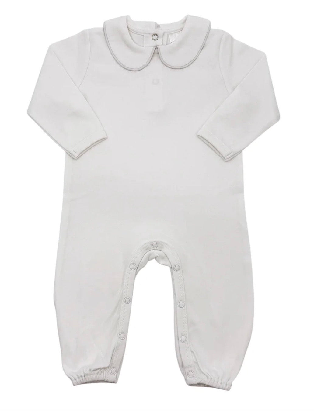 Long Sleeve Piping Collared Romper
