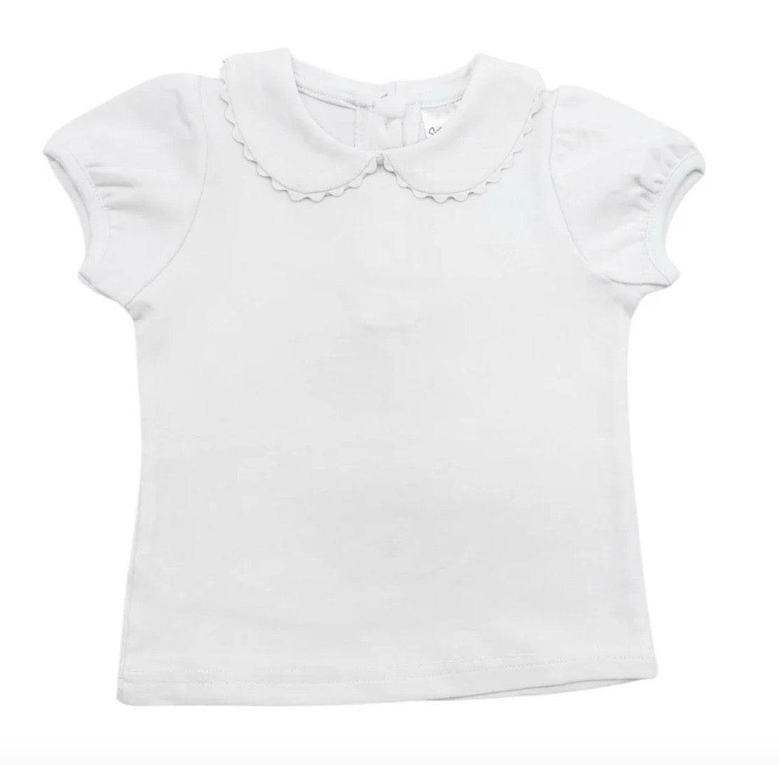 Short Sleeve Scalloped Collared Shirt