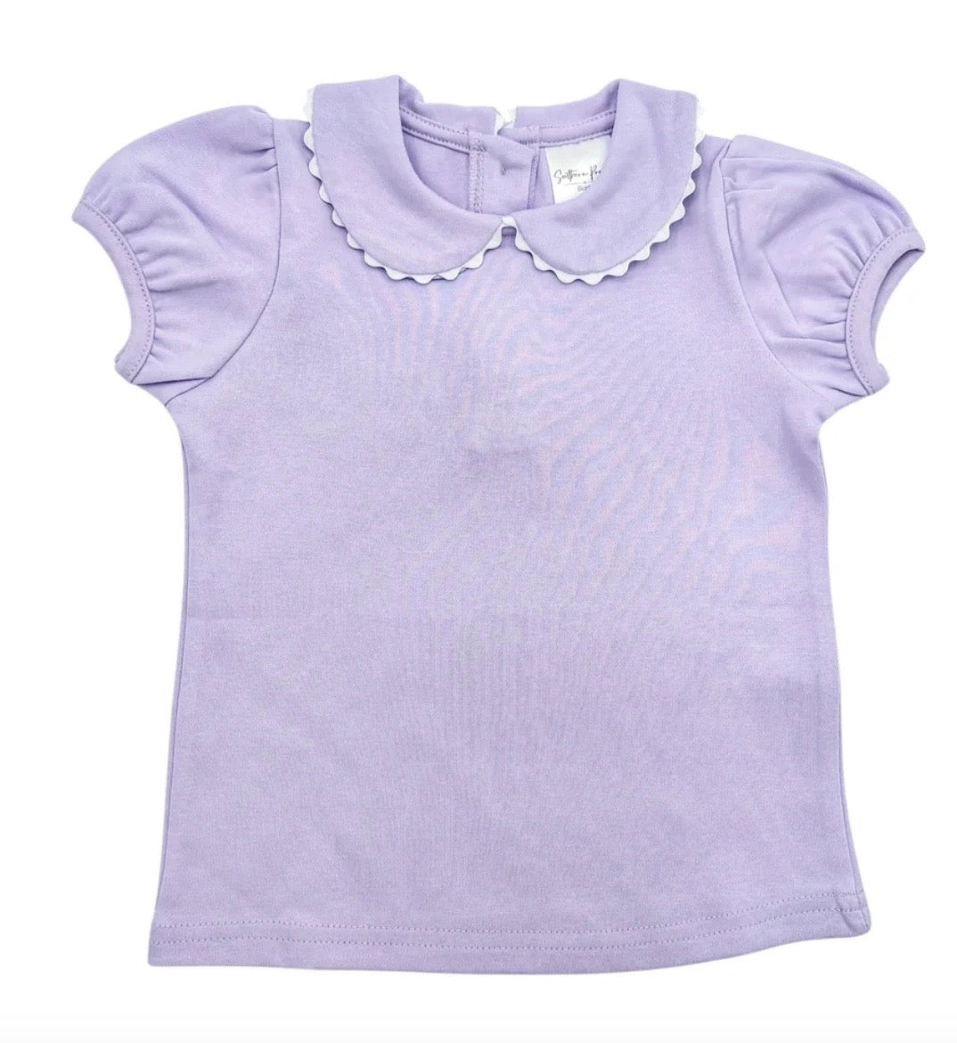 Short Sleeve Scalloped Collared Shirt