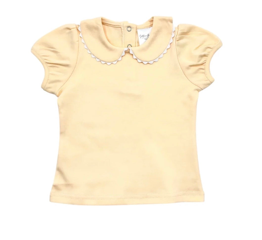 Short Sleeve Scalloped Collared Shirt