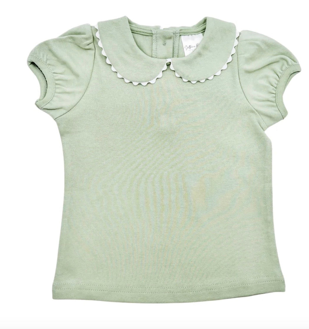 Short Sleeve Scalloped Collared Shirt